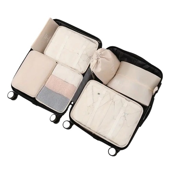 7pcs Packing Organizers -Beige - NIP - Picture 2 of 4